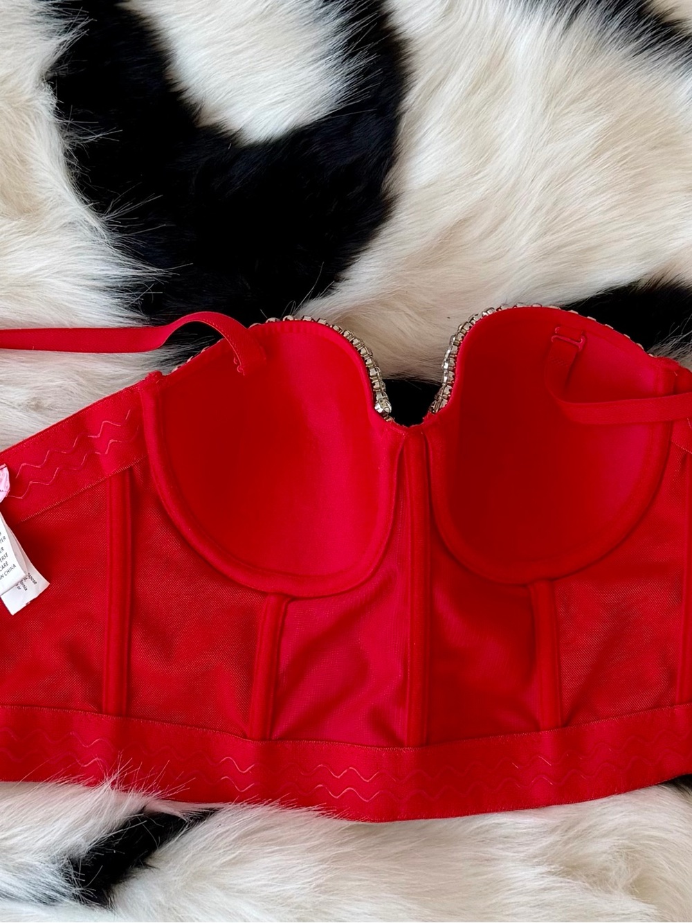 Red Rhinestone Bustier Corset Top, worn once, gorgeous and sparkly - Picture 3 of 5